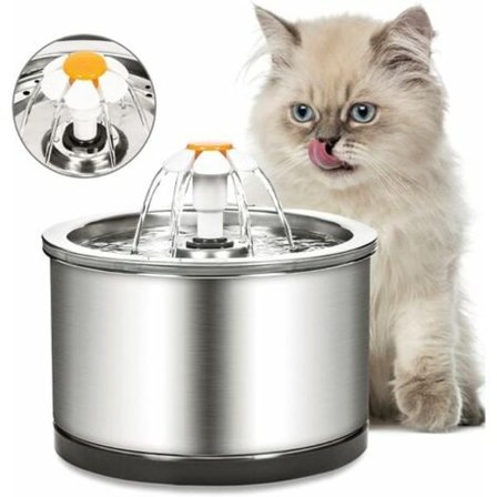 Blå drøm kat vandfontæne lydløs kattefontæne i 4 trin kat vandfontæne med LED-lys og filter-FA-