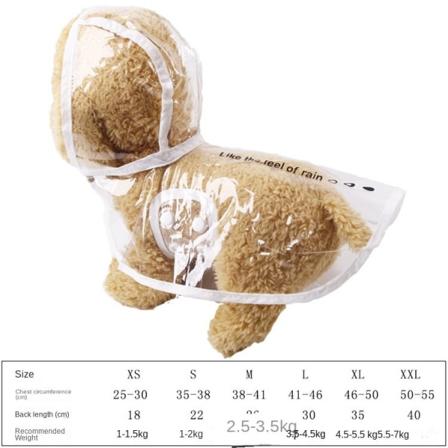 Lemmikkien vaatteet Läpinäkyvä sadetakki Dinosaur Nelijalkainen Lemmikkieläin Vaatteet Lemmikkieläintarvikkeet Kevät kesä White Edge M
