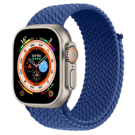 Flätad Solo Loop för Apple Watch-band 40mm 44mm 49mm 45mm 41mm 38mm 42mm Elastiskt armband iWatch series 9 8 7 se Ultra 2 Strap Atlantic Blue S-