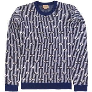 Kids - Gucci Navy All Over Logo Knitted Sweater 8 years - Jumpers and knitwear - 8 years - Blue