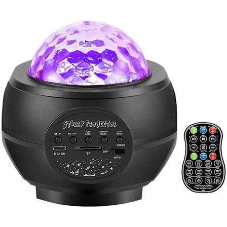 Star Projection Night Light, Bluetooth Speaker, Led Galaxy Ocean Wave Projection Light Rotating Sound Activation Star Projection Light (black)