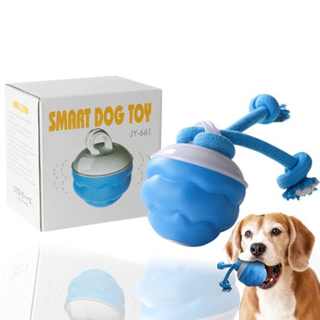 Interaktivt hundelegetøj bold med reb automatisk rullende genopladelig tyggebestandig holdbar til små mellemstore store hunde