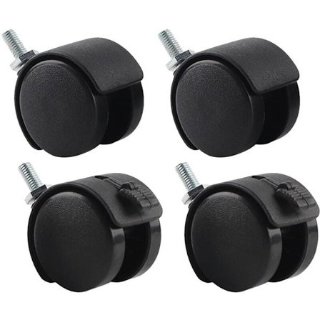 4 st Swivel Caster Möbler Kontorsstol Hjul Ersättning Nylon Plast med Broms Svart