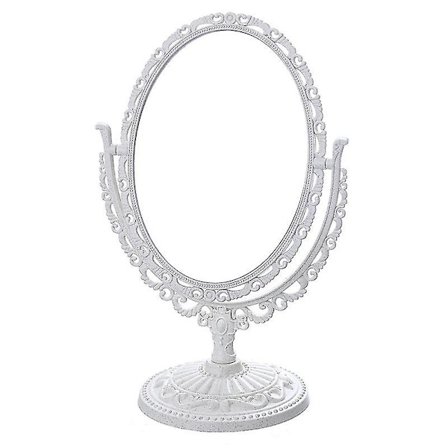 1 förpackning enkel och vacker hjärtformad kosmetisk spegel i plast, dubbelsidig roterbar sminkbordsspegel, lätt spegel