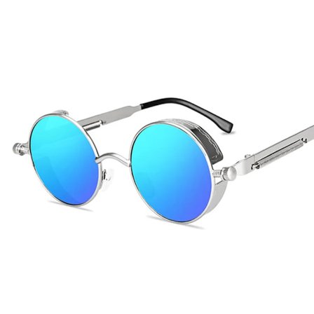Runda solglasögon för män och kvinnor, gotisk steampunk-stil, solglasögon för män och kvinnor, retrodesignerspegel i metall, vintage Gafas De Sol