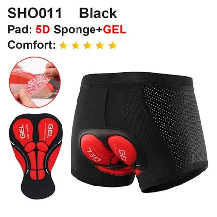 Andningsbara cykelshorts Cykelunderkläder Gel Pad - Svart