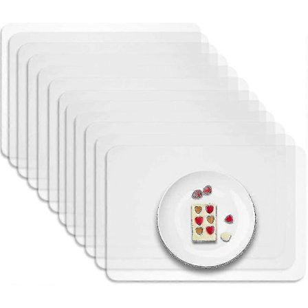 12 stk. gjennomsiktige vaskbare bordbrikker, egnet for kjøkken