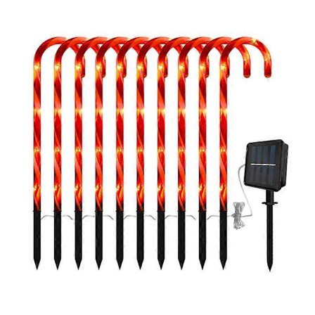 10 jule sliklys, solcelledrevne stokke og gulvlys (53 cm)