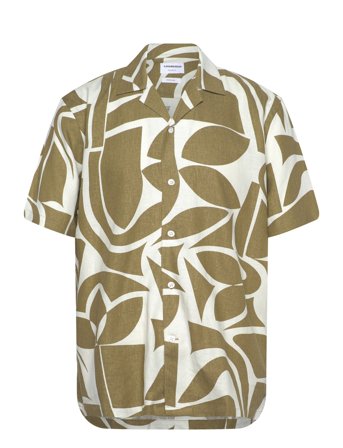 Lindbergh Soft Viscose Linen Shirt S/S - Green - L