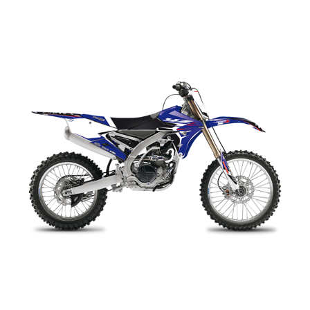 Kit Adesivi Completo Blackbird Dream 4 con Coprisella Blu-Nero-Bianco - Yamaha YZ 450F 2014-2017