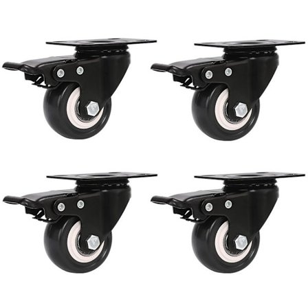 4 stk 2" trinsehjul Polyuretanhjul Låsehjulsett