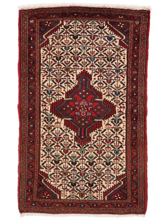 Dywan Hamadan 80X127 Czarny/Ciemnoczerwony (Wełna, Persja/Iran)