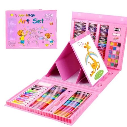 Barns målar- och ritset, 208 delar, Färgade pennor, Oljepasteller, Färger, 40,5x30,3x5