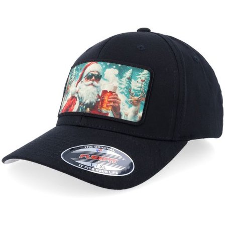 Ho-Ho-Hats - Svart flexfit Keps - Santa Claus Beer Drinker X-mas Black Flexfit @ Hatstore