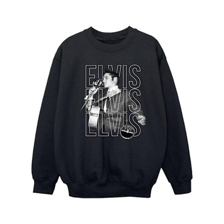 Elvis Girls Triple Logo Portrait Sweatshirt 7-8 år Svart