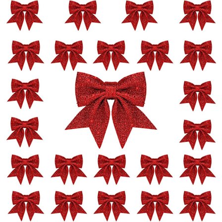 24 kpl 165 cm Joulurusetti koristeet, Seppele rusetteja, Pieni glitter Joulukuusi rusetti, Joulu koriste rusetti koristeet kotiin Joulu Par