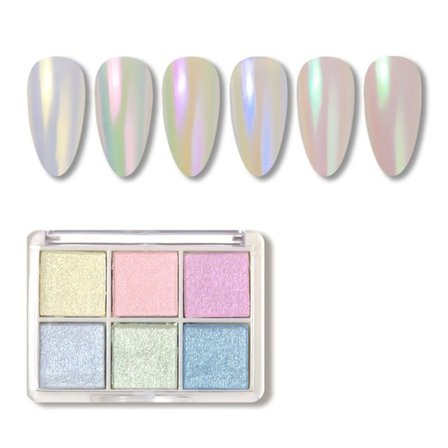 Seksfarget solid magisk speilpulver, gratis 3 magiske speil