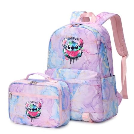 2 stk Disney Lilo Stitch Multi Pocket Ryggsekk med Matpose Ryggsekk style 14