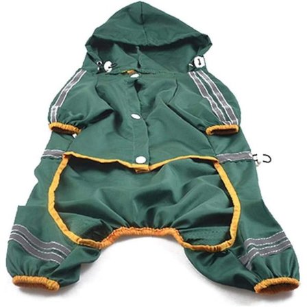 Vattentät Hundregnkappa med 4 Ben, Justerbar Regnoverall för Hund
