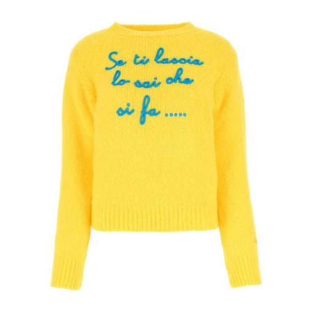 Saint Barth, Round-neck Knitwear Geel, Dames, Maat:S