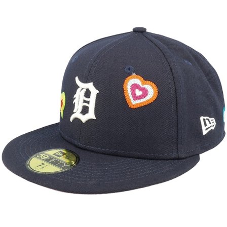 New Era - MLB Blauw fitted Cap - Detroit Tigers 59FIFTY Chainstitchheart Navy Fitted @ Hatstore