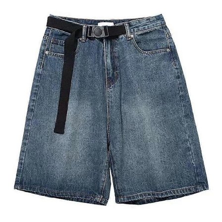 High Street Retro Blå Jeansshorts Dame Sommer Baggy Vide Ben Denim Halve Bukser Mote Streetwear Y2k Klær Pluss Størrelse
