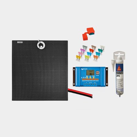 Solarmodulenset für feste Installation Juni Solar Flush Mounted Cable Black Edition, 40 W, monokristallin, flexibel, 12 V, 570 x 410 x 3 mm, mit PWM-