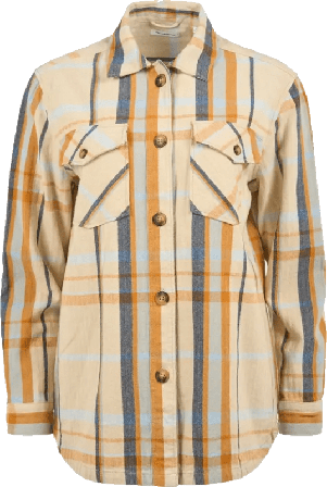 Knowledge Cotton Apparel Women's Lillian Check Overshirt Women long-sleeved shirts Yellow M