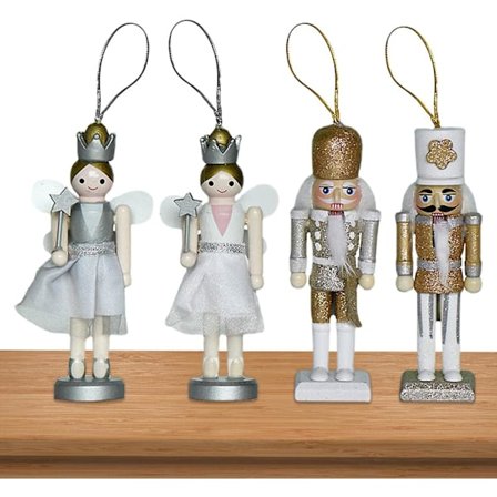 4 st Nötknäppare Figurer, Set med 4 Jul Nötknäppare Figurer, Trä Festlig Nötknäppare Jul Dekor