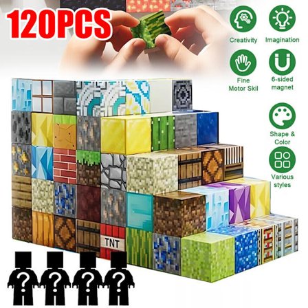 120 stk. Magnetisk Legetøj Magnetiske Byggeklodser Pædagogisk Legetøj Byggesæt Minecraft Sæt