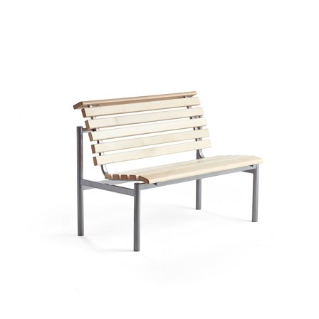 Holzbank AURORA, 1200x700x900 mm, Gestell silber, Birke