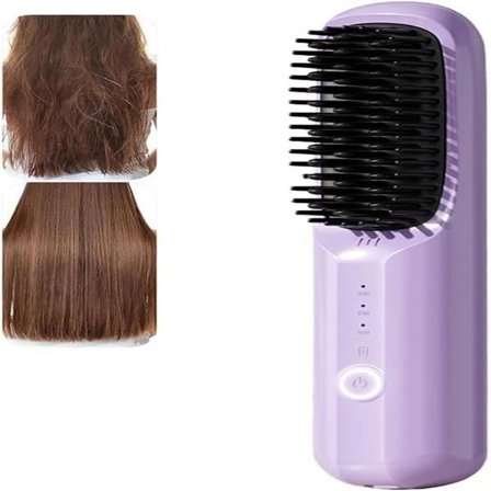 Oppladbar Hårføner, Multifunksjonell Trådløs Hårfønerbørste, Oppladbar Hårfønerbørste USB med 3 Varmeinnstillinger for Alle Hårtyper (Lilla)