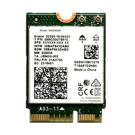 Trådløs-AC Dual Band Wifi-kortadapter til Intel 9462NGW CNVI NGFF til M.2 til Key E med Bluetooth Kompatibel 5.0 til