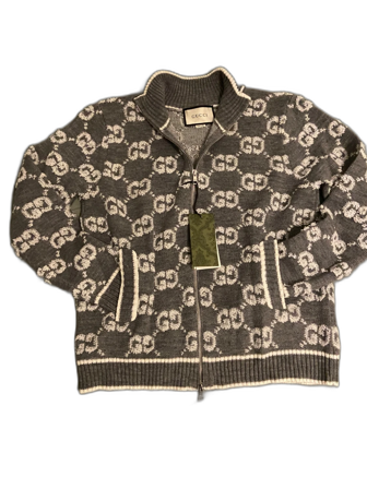 Grå stickad kofta från Gucci