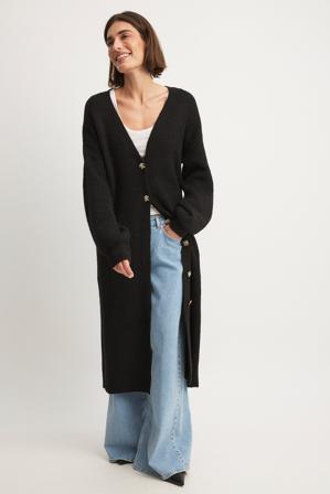 NA-KD Cardigan long à maille - Pulls Longs - Noir - X-Small