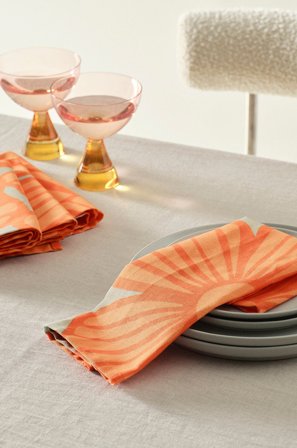 Jotex - Serviett 4-pakning Blå/aprikos - JOSIE - Kjøp Servietter hos Jotex