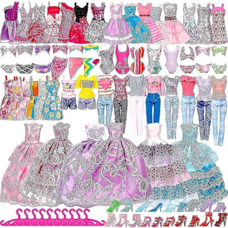 50 stk./sæt Barbie dukketøj sko smykker tøj tilbehør påklædningsspil til 30 cm dukke