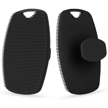 Mjuk exfolierande silikon duschborste för kroppen, halkfritt handtag, lämplig för alla hudtyper (1 styck, svart)