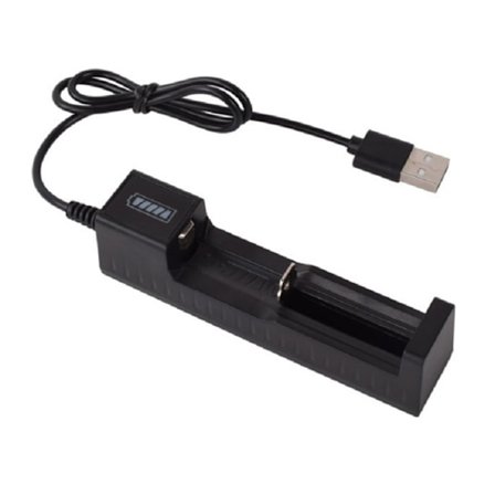 Akkulaturi IC-suojauksella 18650 14500 16340 1-paikkainen akkutelakka USB