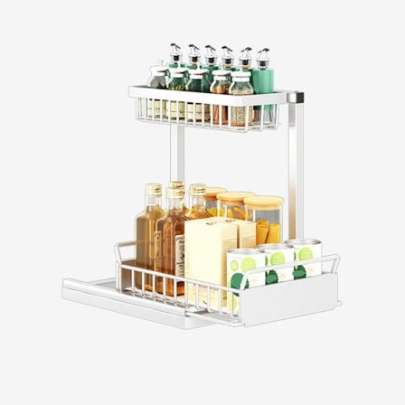 L-formet uttrekkbar hylle Oppbevaringsstativ HVIT