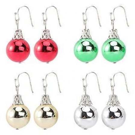 4 par perleøreringe dame Julemandsøreringe Jingle Bells-øreringe Jingle Bells-hængende øreringe Julehængsøreringe