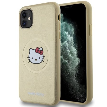 Hello Kitty Kitty Head MagSafe-etui i lær for iPhone 11 / Xr - gull