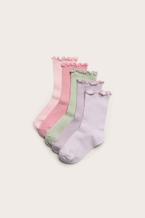 Kappahl | 5-pk. ribbestrikkede sokker | Lyserosa
