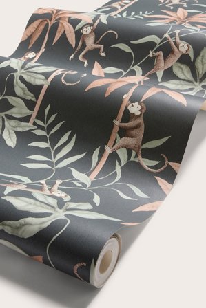 Newbie | Tapetti Jungle Friends | Tummansininen