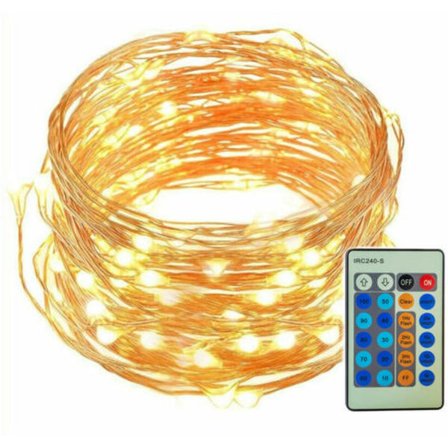 20M 200 LED Koppartråd Ljus, Fjärrkontroll Strängljus, Kan Vävas Vattentät Stjärnsträngljus, Varmvitt