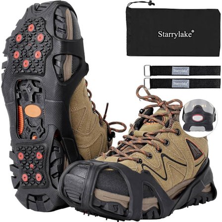 Is Pigge Issko med 10 Wolframspigge med Reflekterende Striber til Sko og Støvler Anti-Slip Trækbøjler til Løb og Gang, Fodtøj fo