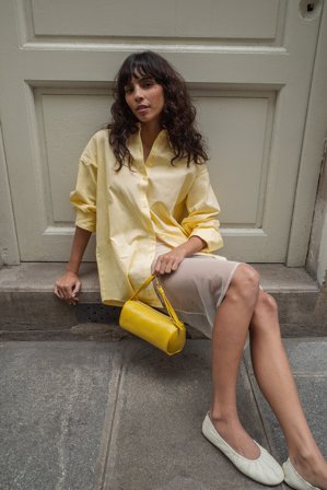 NA-KD Oversized skjorta i bomull - Skjortor - Gul - EU 40