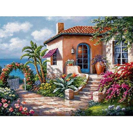 5D DIY Diamond Painting Villa med havsutsikt (30*40CM)