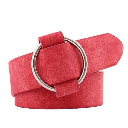 Jente Solid Color Imitert Lær Rund Spenne Belte
