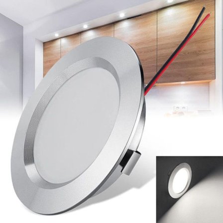 Spot LED Indbygningsspot 12V 3W LED Indendørs Belysning RV Båd Indbygningsloft til Køkken Stue Gang - Kold Hvid - Sæt af 1